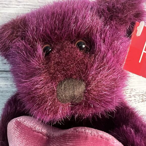 Russ Bear Purple Heart Hugger Berries NEW 8" Pink Heart Purple Teddy Bear - Picture 2 of 13